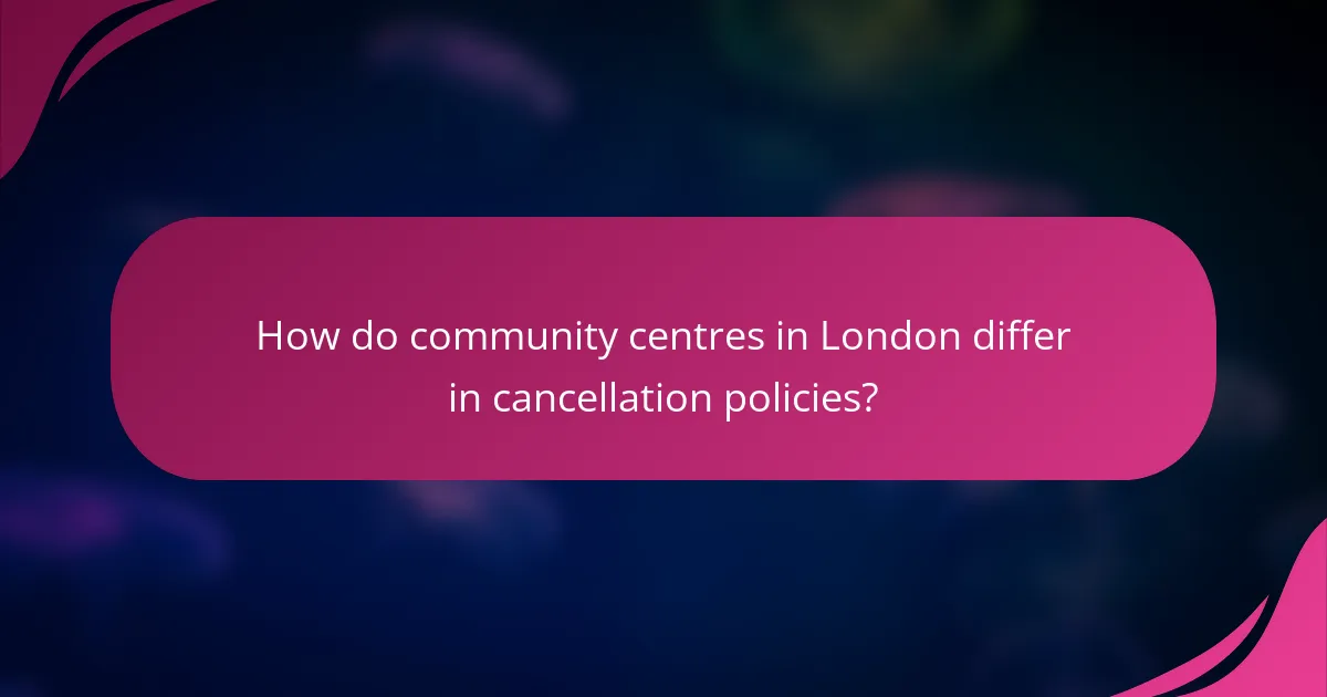 How do community centres in London differ in cancellation policies?