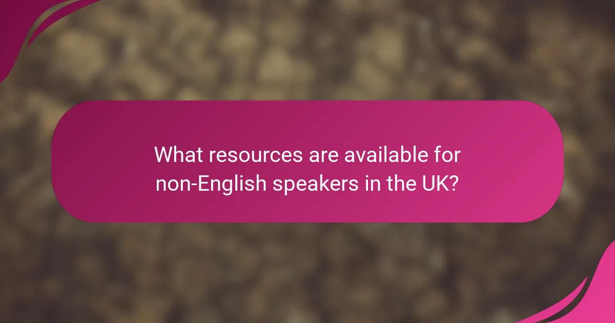What resources are available for non-English speakers in the UK?